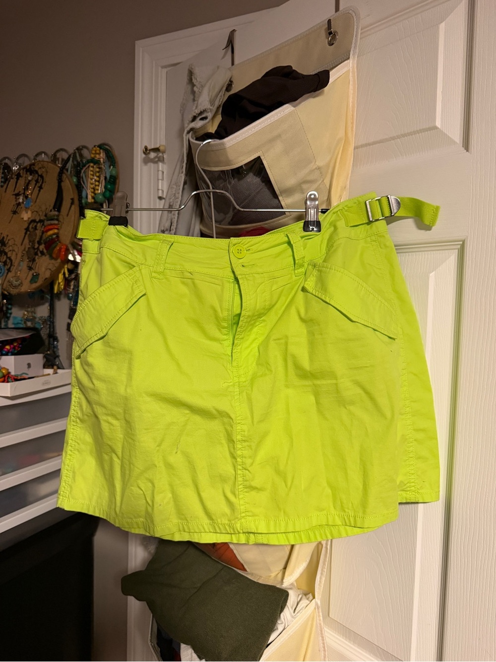 H&M Neon Lime Utility Mini Skirt